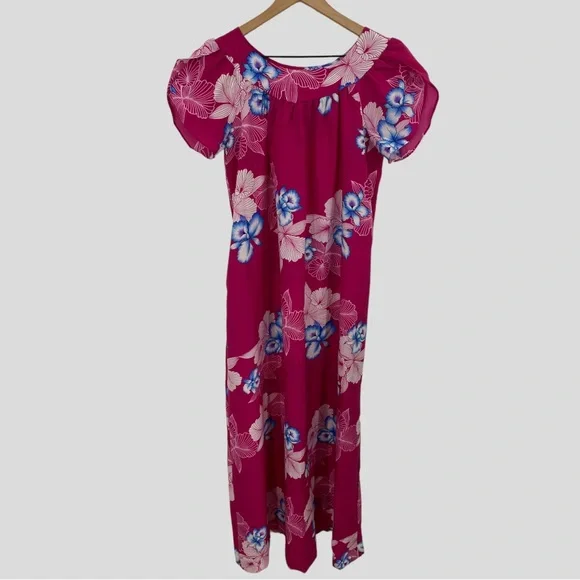 hot pink floral bridesmaid dresses Pink Floral-Print Fit-and-Flare Midi Summer Dress Peach Rose Floral Print / XSmall main image 0
